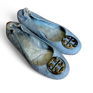 Tory Burch Limited Edition Gray Wool Reva Ballet Flats - 8